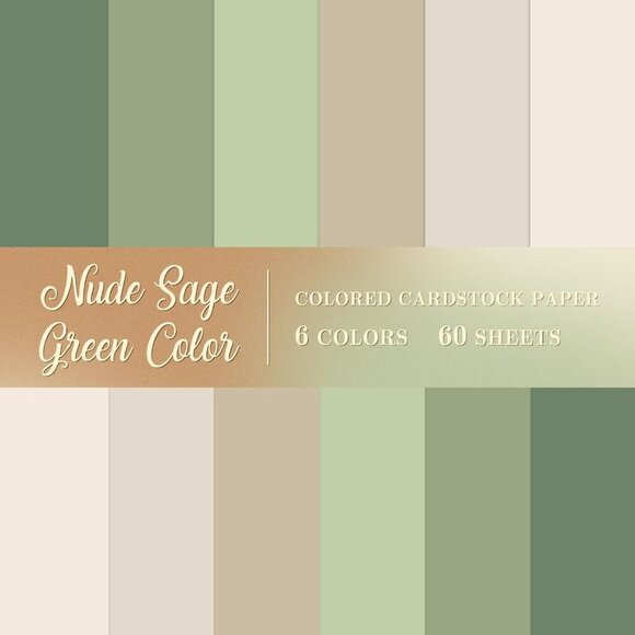 60 Sheet 8.5 x 11 Inch Nude Sage Green Card Stock Paper Thick Paper Cards Colore - Picture 1 of 7